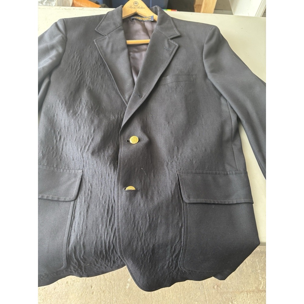 Brooks Brothers Blazer 42L Long Loro Piana Wool 1818 Madison Gold Button Blue